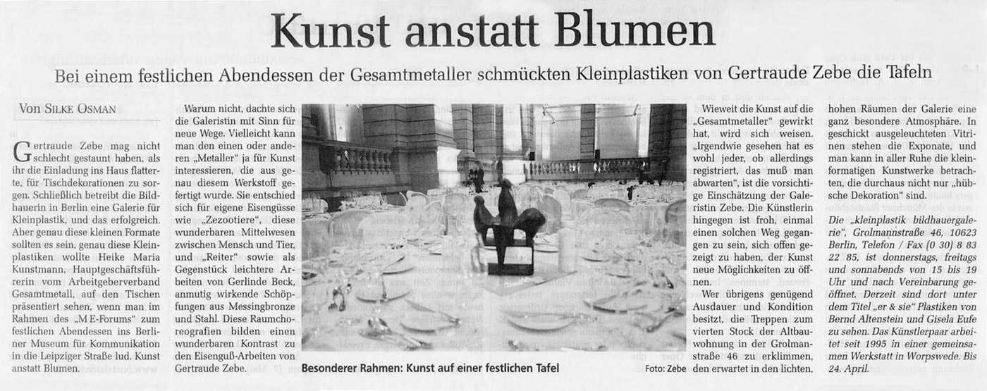 kunst anstatt blumen